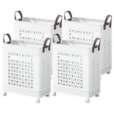 ANDY MAY2 本川帶手把折疊附輪收納籃 OH-Q323 35L, 4個, 純白色