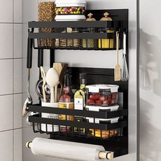 O.Laple 冰箱磁鐵免打孔廚房收納整理架, 黑色