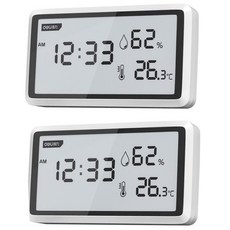 JIO桌上型溫濕度計數位無線時鐘, 白色的, 2個