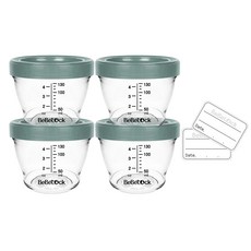 Bebelock Tritan副食品刻度密封罐, 130ml, 4個, 藍灰色