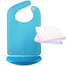 Paradis 可拆卸防水成人圍兜小號+棉手帕, 單色（圍兜），隨機發貨（手帕）, 1套