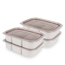 Xeonic 嬰兒副食品方塊儲存盒 1.5L 分隔容器, 4個, 1套