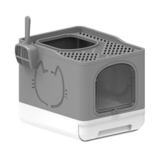 all for paws 清新系列 抽折式貓砂盆 - 經典灰, 49.6 x 38.8 x 40.7cm, 1個