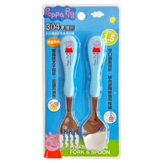 Peppa Pig 粉紅豬小妹 304不鏽鋼 造型餐具組 兒童專用, 藍色 PP68141b, 叉子 + 湯匙, 1組