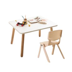 리바트 꼼므 800 아이책상 + 의자 세트 방문설치, 화이트(책상), 베이지(의자)