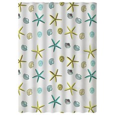 德利生活 浴簾 防水防霉 輕鬆打造海洋風情, 海星 白色, 1個