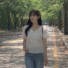 TANIZ 女款 Doi 夏季蕾絲抓皺襯衫