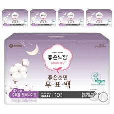 좋은느낌 좋은순면 무표백 수퍼롱 생리대 날개형, 오버나이트 이상, 10개입, 5개