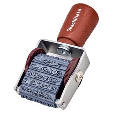 Shachihata 寫吉達 迴轉印章 植物, 10種不同圖案 4.5 mm x 20 mm, 紅棕色, 1個