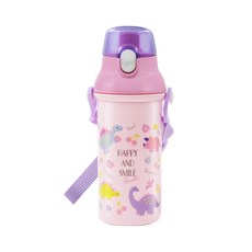 Skater 銀離子彈蓋式水壺, 粉彩恐龍(粉), 480ml, 1個