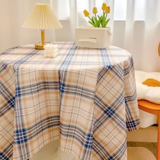 하루이 감성 체크 미니 방수 테이블보, 60 x 60 cm, 블루체크