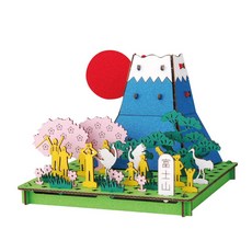 Hacomo 療癒系紙模型 PUSU 3D系列 益智玩具, 日本富士山, 1個, 150片