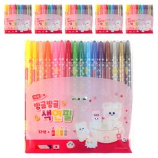 모닝글로리 빙글빙글 색연필 세트 핑크, 16색, 6세트