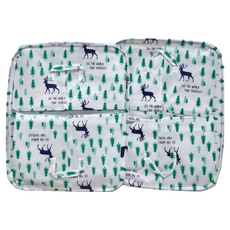 EDISH 折疊束口洗衣籃 100L 2入 森林小鹿 棉麻材質, 43 x 33 x 50cm