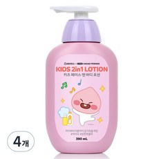 베비언스 리틀카카오프렌즈 키즈 페이스 앤 바디 로션 어피치, 390ml, 4개