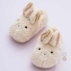 JumpingChickpea 兒童兔兔設計毛絨室內拖鞋