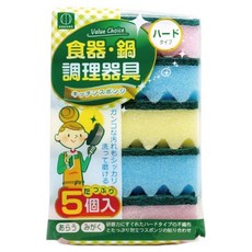KOKUBO 小久保廚房清潔海綿5個入 輕鬆去除油污, 5入, 1包