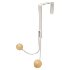 門後掛勾 鐵和木頭材質 簡約/經典黑, 雙勾白色, 1組