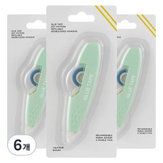 꼬까 파스텔 양면테이프 6mm x 5m, 그린, 6개