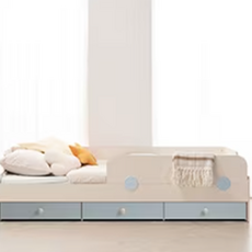 리바트 꼼므주니어 자녀가구 일반형 서랍형 침대 서랍 방문설치, 화이트 + 블루