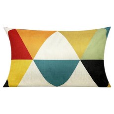 夏日風情 棉麻舒適長型抱枕 腰靠枕, 白色 + 綠色 + 藍色