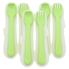 Simba 小獅王辛巴 美味兒童叉匙組, 叉子+湯匙, 活力青檸 綠色, 3組