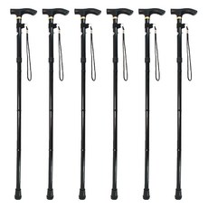 접이식 4단 효도 일자 휴대용 지팡이, 블랙, 6개