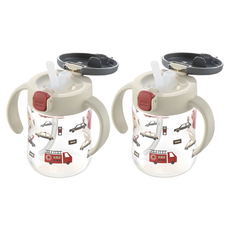 Richell 利其爾 TLI吸管杯 200ml, 灰色, 2個