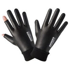 GGHAND 防潑水PU皮革加絨保暖止滑觸屏手套, 小碼, 黑色