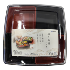 inomata 便當盒 2.2L, 黑色 + 紅色, 1個