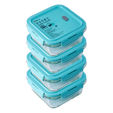 아트웨어 오븐락 숨쉬는 밀폐용기 정사각 3호, 4개, 690ml