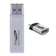 Anyport USB 3.0 SD 讀卡機 + USB 3.0 Type-C OTG 轉接頭, 白色, AP-U30W(讀卡機)
