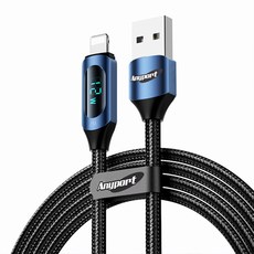 애니포트 디스플레이 아이폰 USB A-8핀 12W 고속충전케이블 AP-UTAD12W, 블루, 1개, 2m
