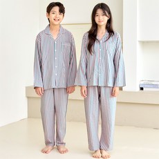 핑코코 아동용 학생 스트라이프 긴팔 잠옷 세트