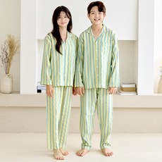 PINGCOCO 兒童學生條紋檸檬長袖睡衣家居服套裝