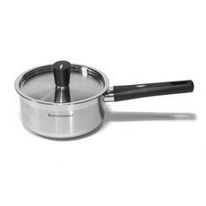 Kitchen-Art 感應復古不鏽鋼單柄湯鍋 16cm+雙耳湯鍋 20cm 2入組, 16cm, 銀色 黑色, 1組