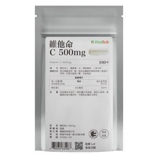 VitalBulk 維他命 C, 100顆, 500mg, 1包