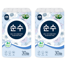 Hello Tissue 純天然紙漿2層捲筒衛生紙, 30入, 2個