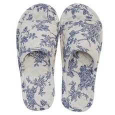 miss mone Garden Blue 降噪客廳室內棉拖鞋 A型, 藍色 + 白色, 1雙
