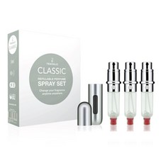 트라발로 펌핑식 충전 휴대용 향수공병 클래식 뉴 엔진 3p + 케이스 세트, 실버, 1개