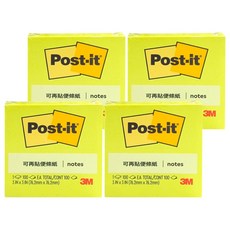 3M Post-It 利貼 可再貼便條紙 654N-4, 螢光綠, 1入, 4組