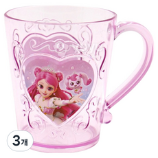 YUYU 프린세스 캐치티니핑 입체투명컵, 혼합색상, 3개, 300ml