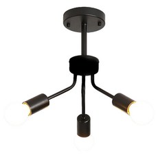 Honey Comb 工業風簡約半吸頂三燈, 黑色