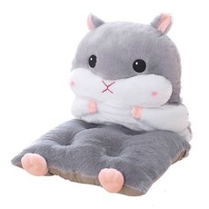 倉鼠卡通坐墊 短毛絨填充, 灰色