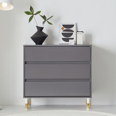 데코퍼니쳐 바이올렛 서랍장 800 방문설치, 그레이, 3단