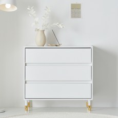 데코퍼니쳐 바이올렛 서랍장 800 방문설치, 화이트, 3단