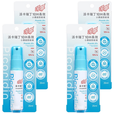 叮寧 派卡瑞丁10H小黑蚊防蚊液 20%派卡瑞丁 清爽配方, 25ml, 4瓶