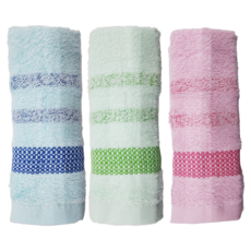 ONE&ONE 慶峯棉業 台灣製時尚自然毛巾 74 x 33cm 3件, 混合色, 1組