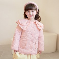 MARI N MORI 女童款荷葉邊雙層翻領輕量絎縫外套 ME4GJP63