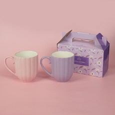 Royal Boden 褶皺馬克杯 320ml, 2個, 粉紅色, 紫色